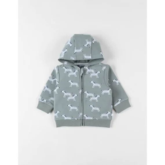 Sweat À Capuche Imprimés Zèbres, Eucalyptus Vert