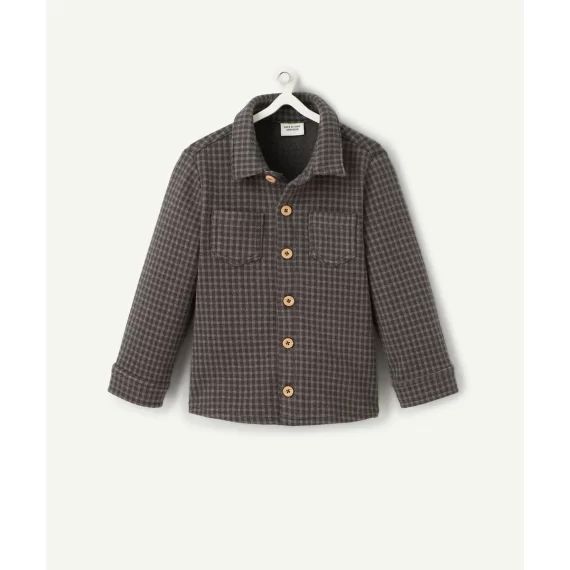 Chemise à carreaux bébé garçon gris et noir avec poches