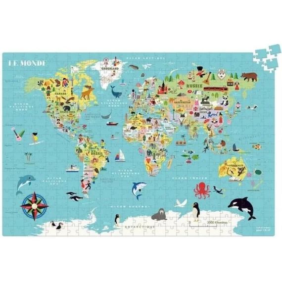 Puzzle 500 pièces : Carte du monde Coloris Unique jaune