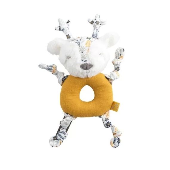 Hochet en velours jaune foncé jaune