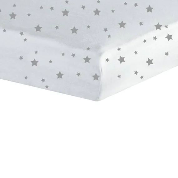 Drap housse bébé TROIS KILOS SEPT – 60×120 cm – motif étoiles en jersey 100% coton blanc
