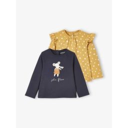 Lot de 2 T-shirts bébé manches longues lovely BASICS lot encre