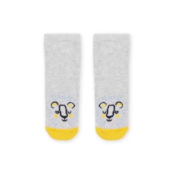 Chaussettes À Motifs Lion – Gris chiné