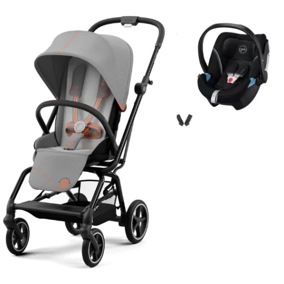 Poussette Cybex Eezy S Twist PLUS 2 – Châssis Black/ Siège Lava Grey + Coque Auto Aton 5 – Deep Black (2022)