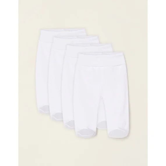 Pack 4 Pantalons Avec Plis Et Ceinture Haute Blanc