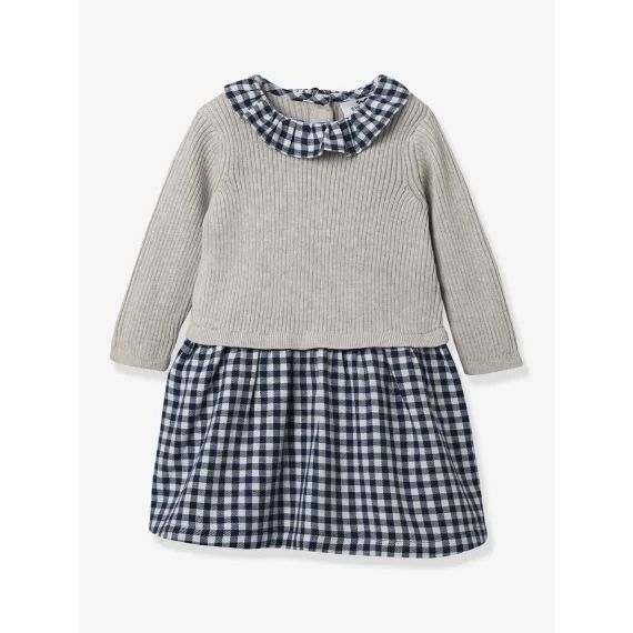 Robe Bébé bi-matière CYRILLUS beige