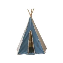 Tente Tipi Jean Avec Pompoms En Coton Bleu