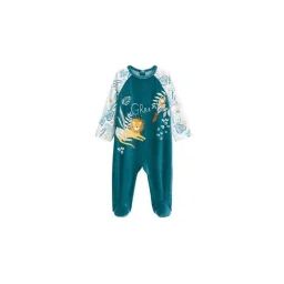 Pyjama Bébé En Velours Bleu Roméo Bleu