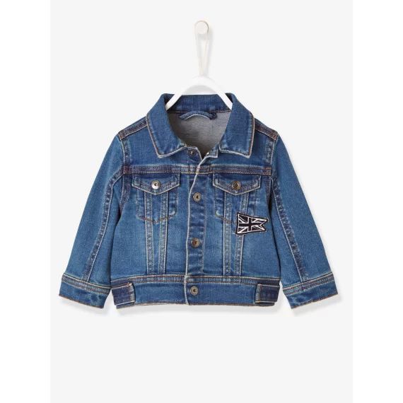 Veste en jean bébé garçon drapeau anglais denim stone