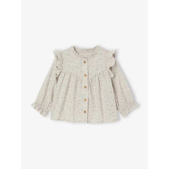 Blouse à volants bébé vert de gris
