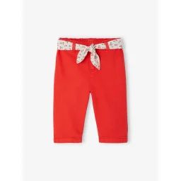 Pantalon large bébé avec ceinture à nouer rouge