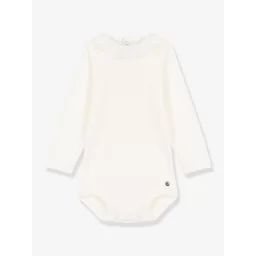 Body manches longues à collerette en coton bio PETIT BATEAU écru