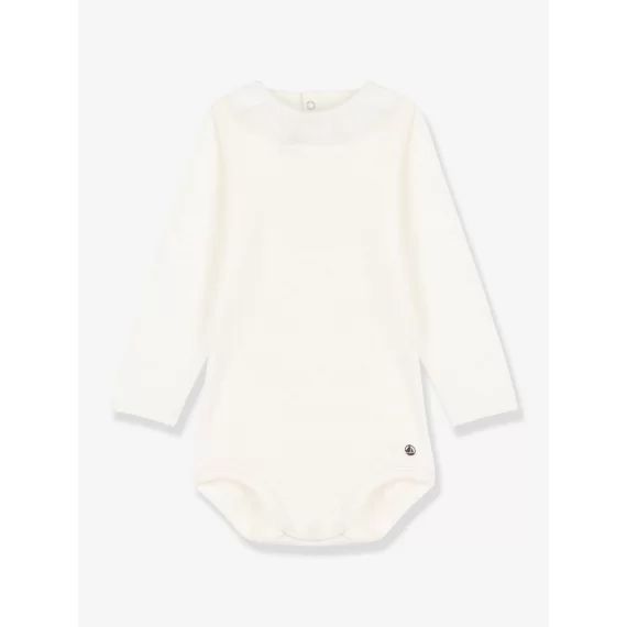 Body manches longues à collerette en coton bio PETIT BATEAU écru