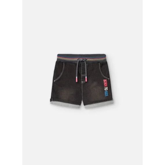 Bermuda Avec Taille En Maille Côtelée Et Cordon De Serrage Noir