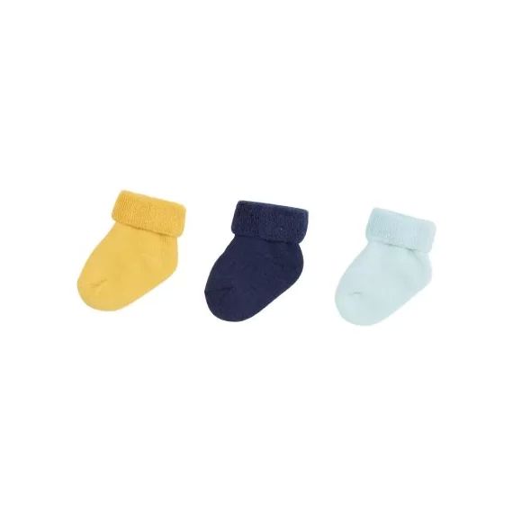 Lot de 3 paires de chaussettes jaune et bleu (0-6 mois)