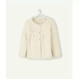 Le gilet en tricot écru avec franges –  – Soldes