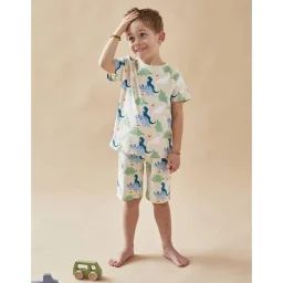 Pyjama 2 Pièces Imprimé Dinosaure En Jersey Beige