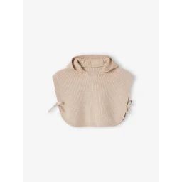 Cape/pull en tricot bébé capuche fantaisie à oreilles beige chiné