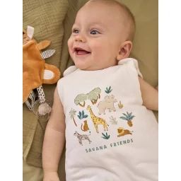 Gigoteuse sans manches SAVANA blanc imprimé