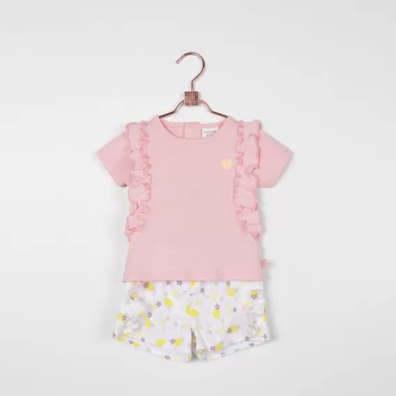T-shirt avec volants Fille Rose