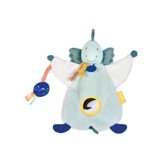 Doudou marionnette d&rsquo;éveil 3 en 1 Dino Filou amande