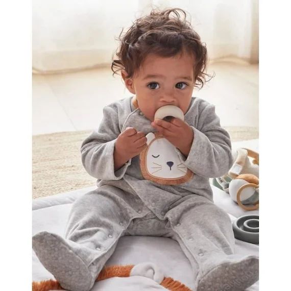 Pyjama 1-pièce En Velours Broderie Babou Gris