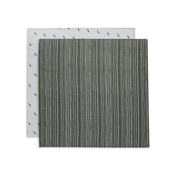 Lot de 2 langes en coton bio Stripe & Olive (70 x 70 cm)