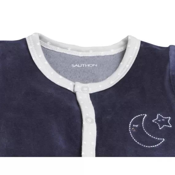 Pyjama bébé à  manches longues en velours bleu