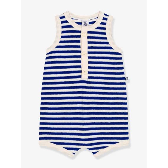 Combinaison courte en bouclette PETIT BATEAU bleu vif bicolor/multicolor