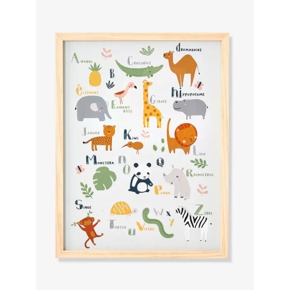 Cadre + affiche Abécédaire Jungle multicolore
