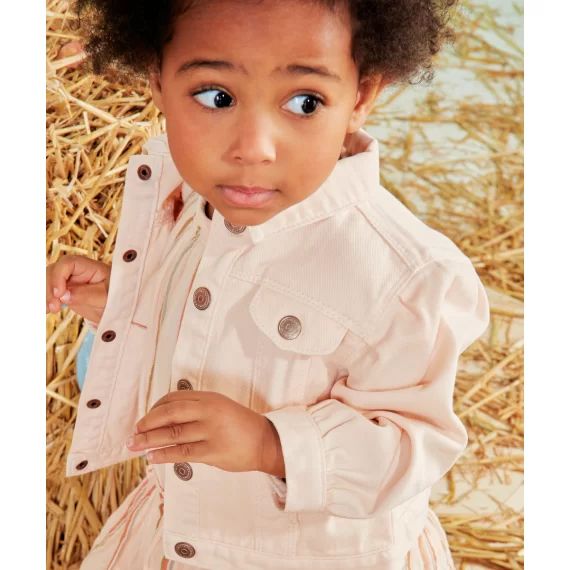 Veste bébé fille en denim rose low impact –  – Soldes