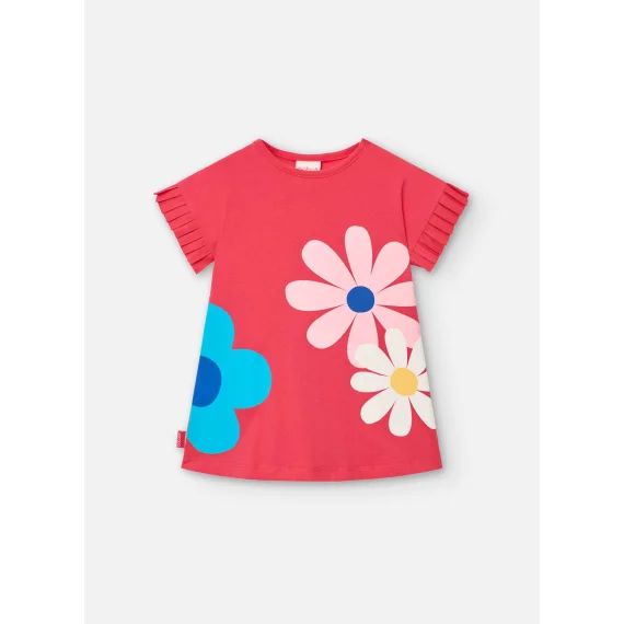 Robe À Manches Courtes Avec Détails Plissés Rose