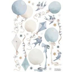 Planche de stickers A3 Cerfs-volants et ballons bleus