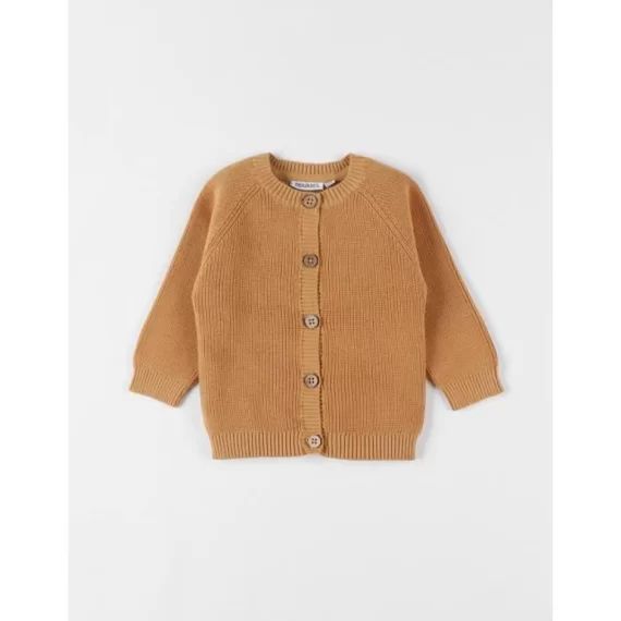 Cardigan En Tricot Fin Ocre Jaune
