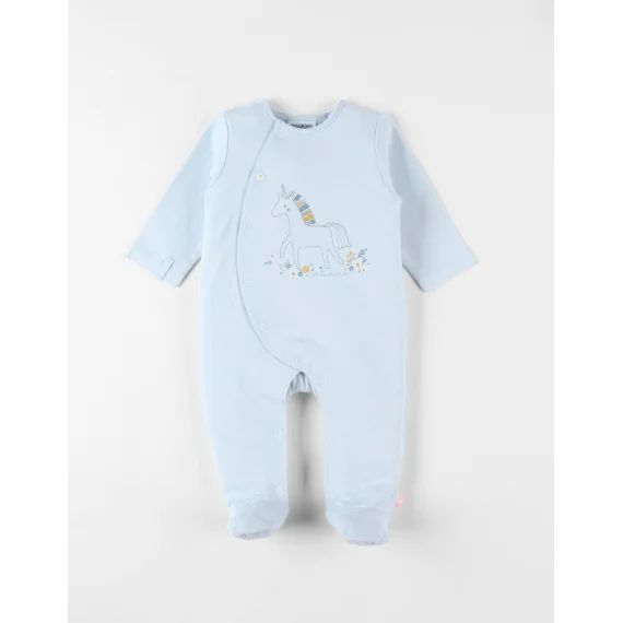 Pyjama 1 Pièce Licorne En Jersey Bleu
