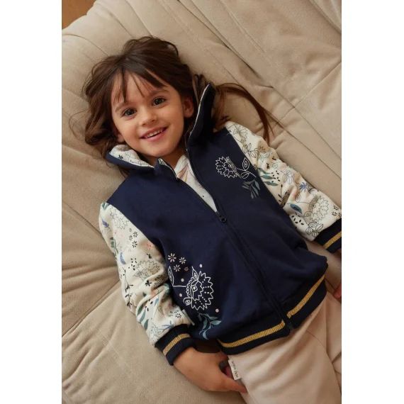 Sweat À Capuche Zippé Enfant En Molleton Belle De Nuit Bleu
