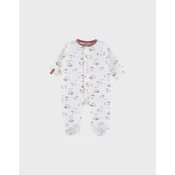 Pyjama Bébé En Velours Avec Imprimé Mammouth Blanc