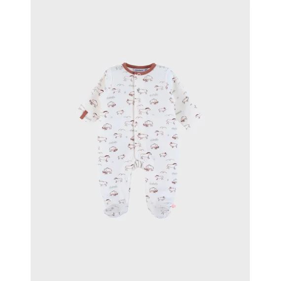 Pyjama Bébé En Velours Avec Imprimé Mammouth Blanc