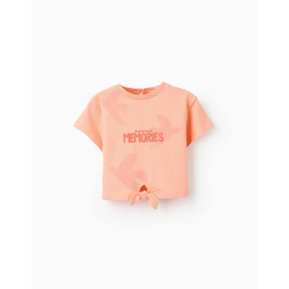 T-shirt En Coton Avec Noeud Orange