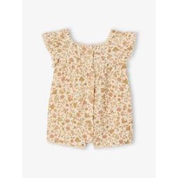 Combishort en gaze de coton bébé écru