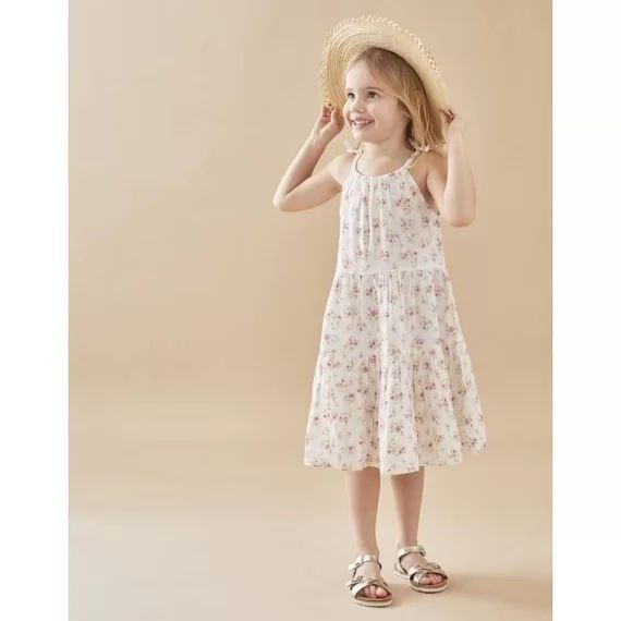 Robe fleurie en coton BIO blanc