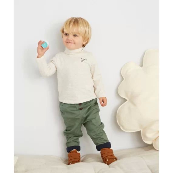 Sous pull col roulé gris chiné bébé garçon avec message –  – Soldes
