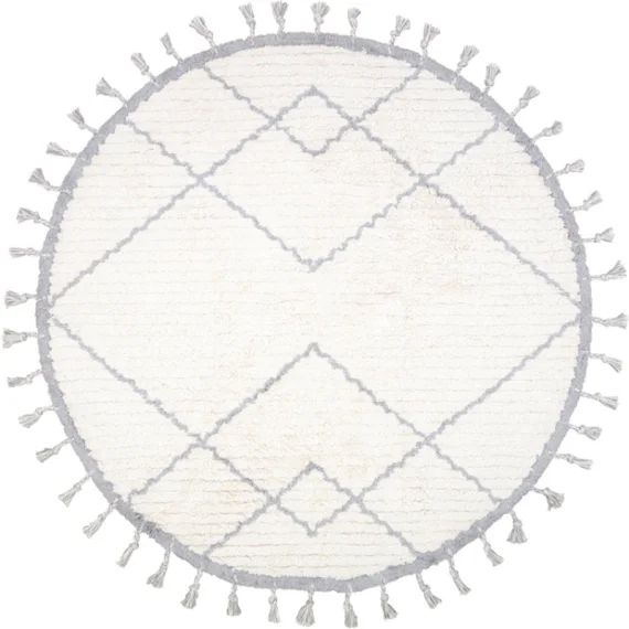 Tapis lavable rond Côme écru et gris (120 cm)