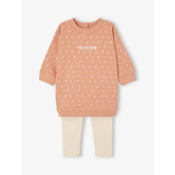 Ensemble robe + legging bébé personnalisable rose