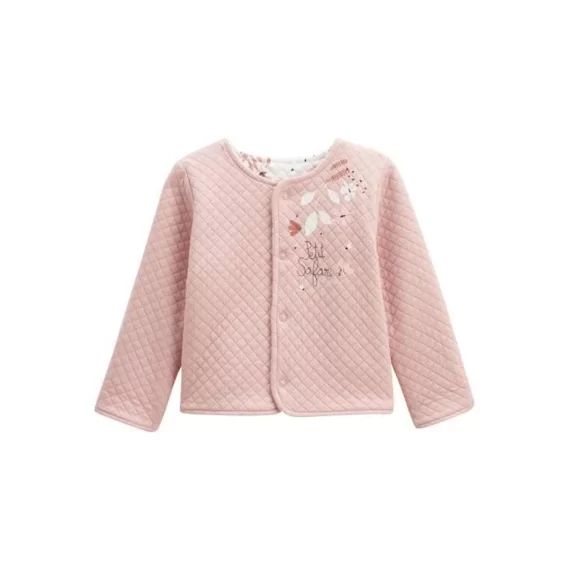 Gilet Bébé Réversible En Coton Matelassé Petit Safari Rose
