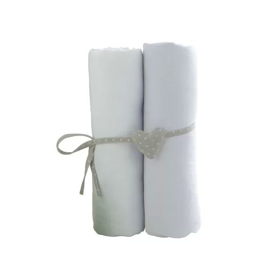 Lot de 2 draps housses en coton bio blancs (70 x 140 cm)