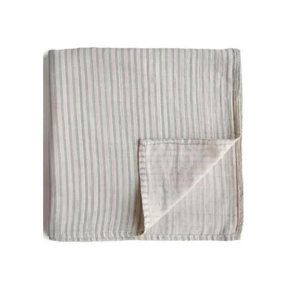 Maxi lange en coton bio Sage stripes (120 x 120 cm)