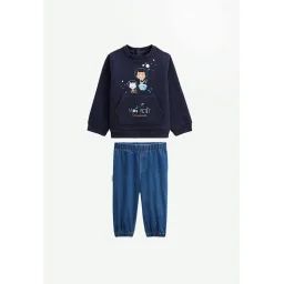 Ensemble Bébé Sweat-shirt En Molleton Et Pantalon Mon Petit Cosmonaute Bleu
