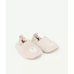 Chaussons roses en cuir motifs animaliers bébé fille –  – Soldes