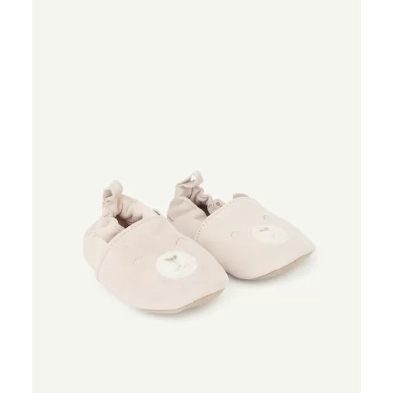 Chaussons roses en cuir motifs animaliers bébé fille –  – Soldes
